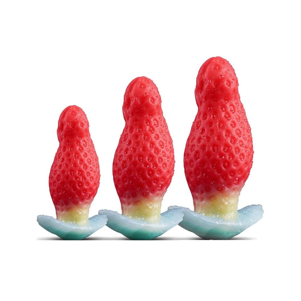 Çilek Tasarımlı Silikon Anal Plug Büyük – Renkli, Eğlenceli ve Konforlu Deneyim