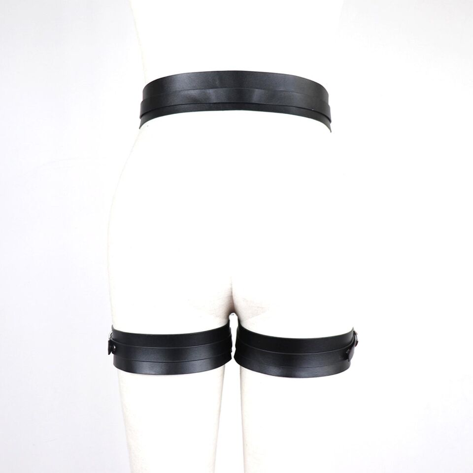 Dominant Touch Deri Bel ve Bacak Harness Takımı