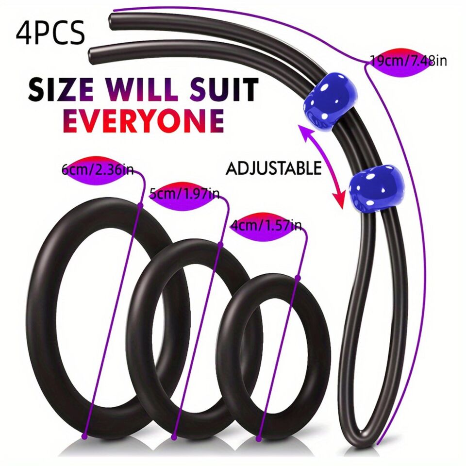Penis Halkası Seti 4’lü Siyah