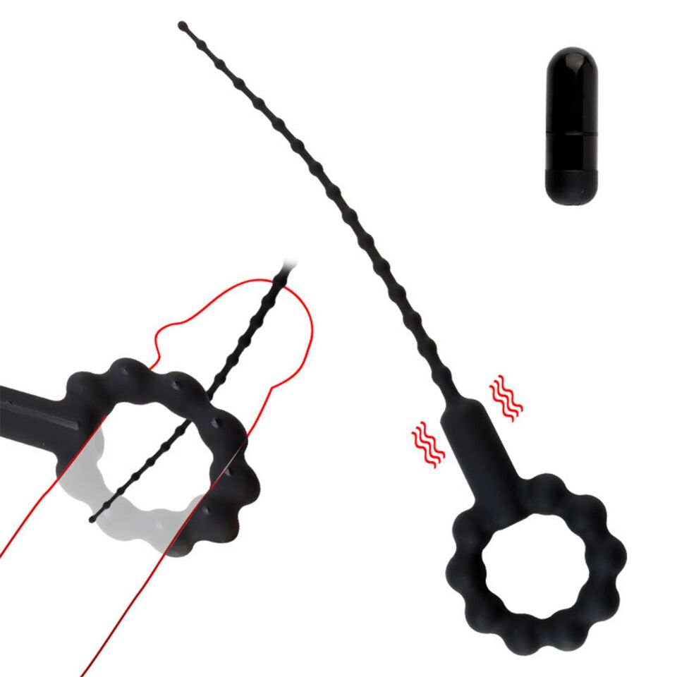 Titreşimli Boğumlu Penis Plug Siyah