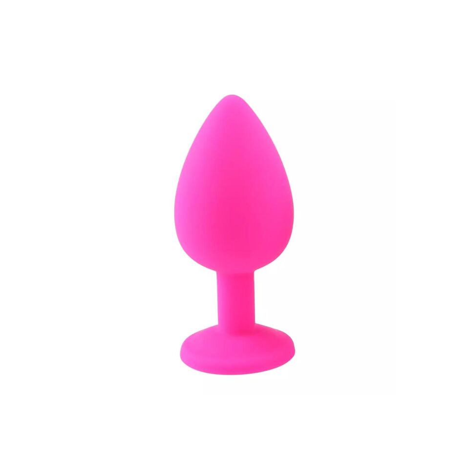 Elmas Taşlı Silikon Kaplı Anal Plug L Büyük Boy 9 cm Pembe