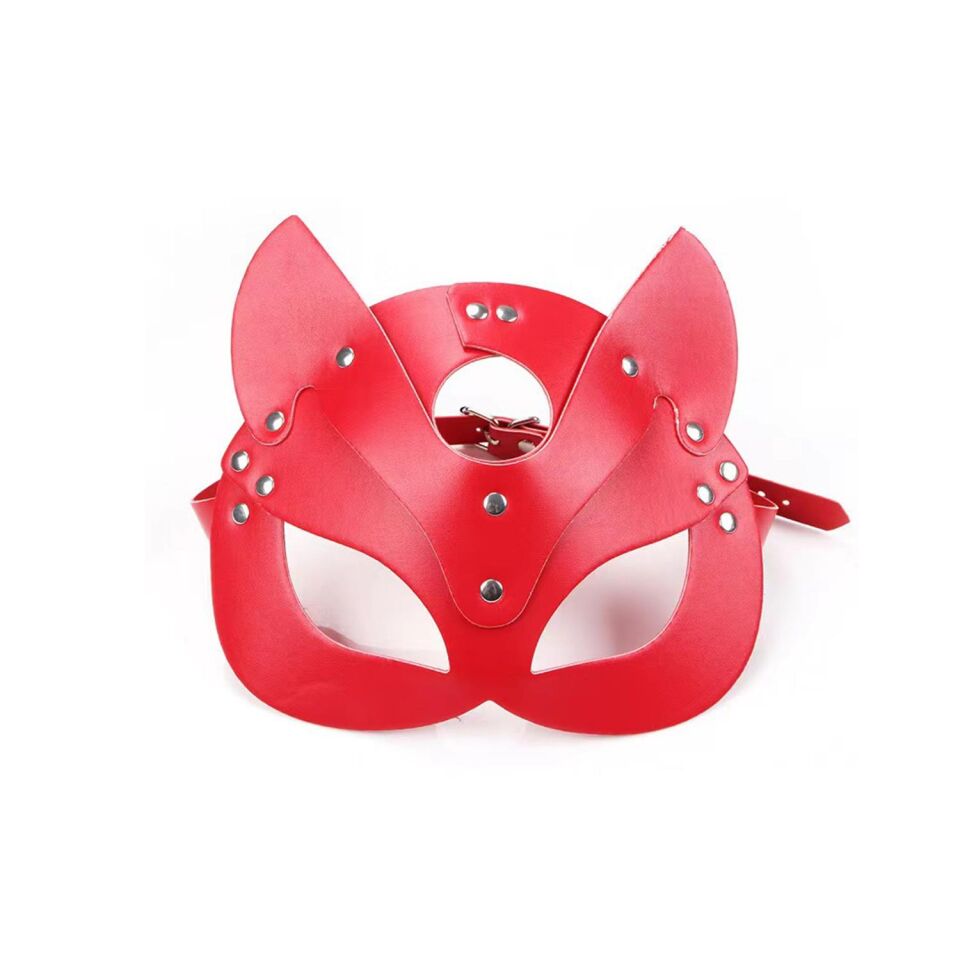 Deri Fantezi Maskesi Kırmızı
