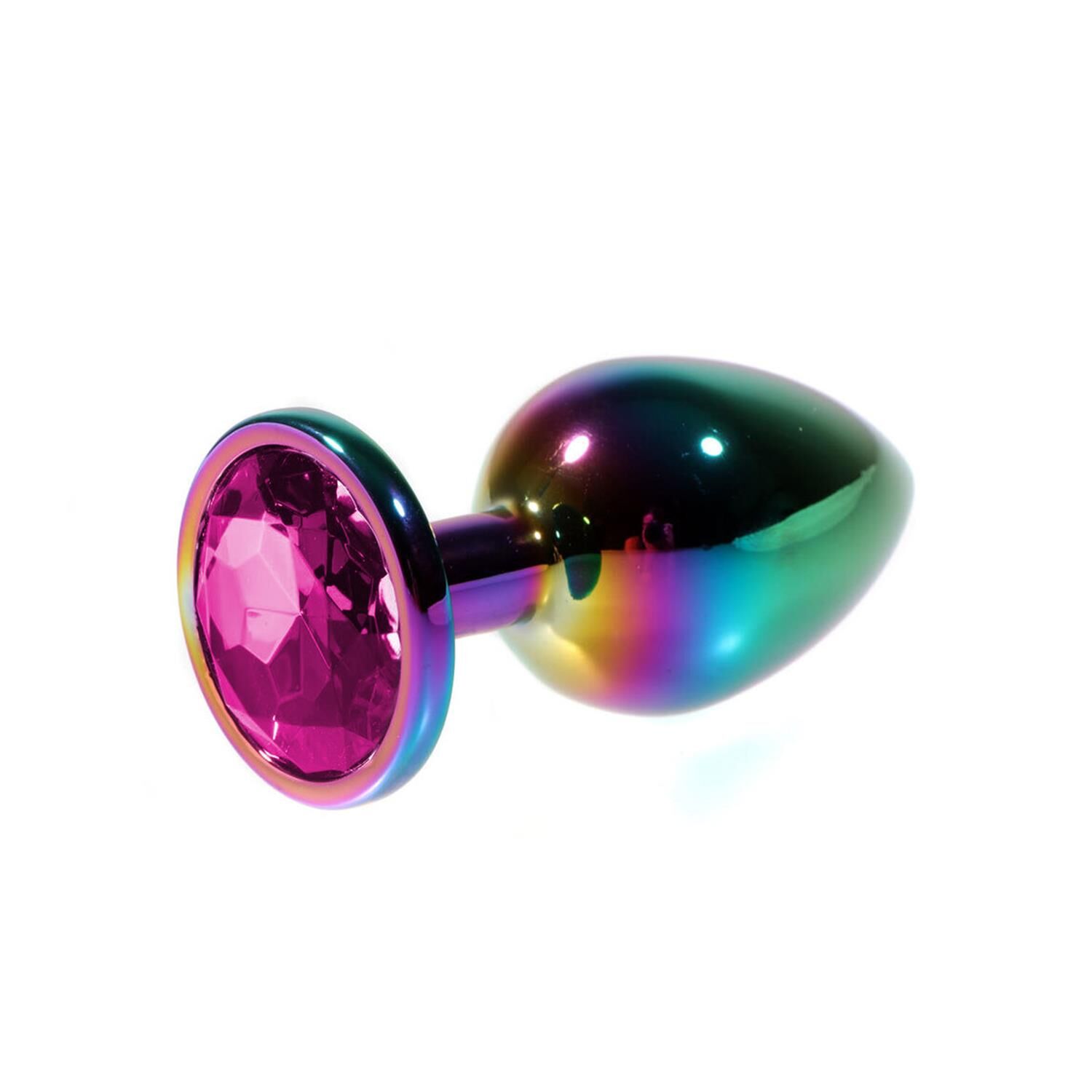 Metal Pembe Taşlı Rainbow Anal Plug Küçük Boy