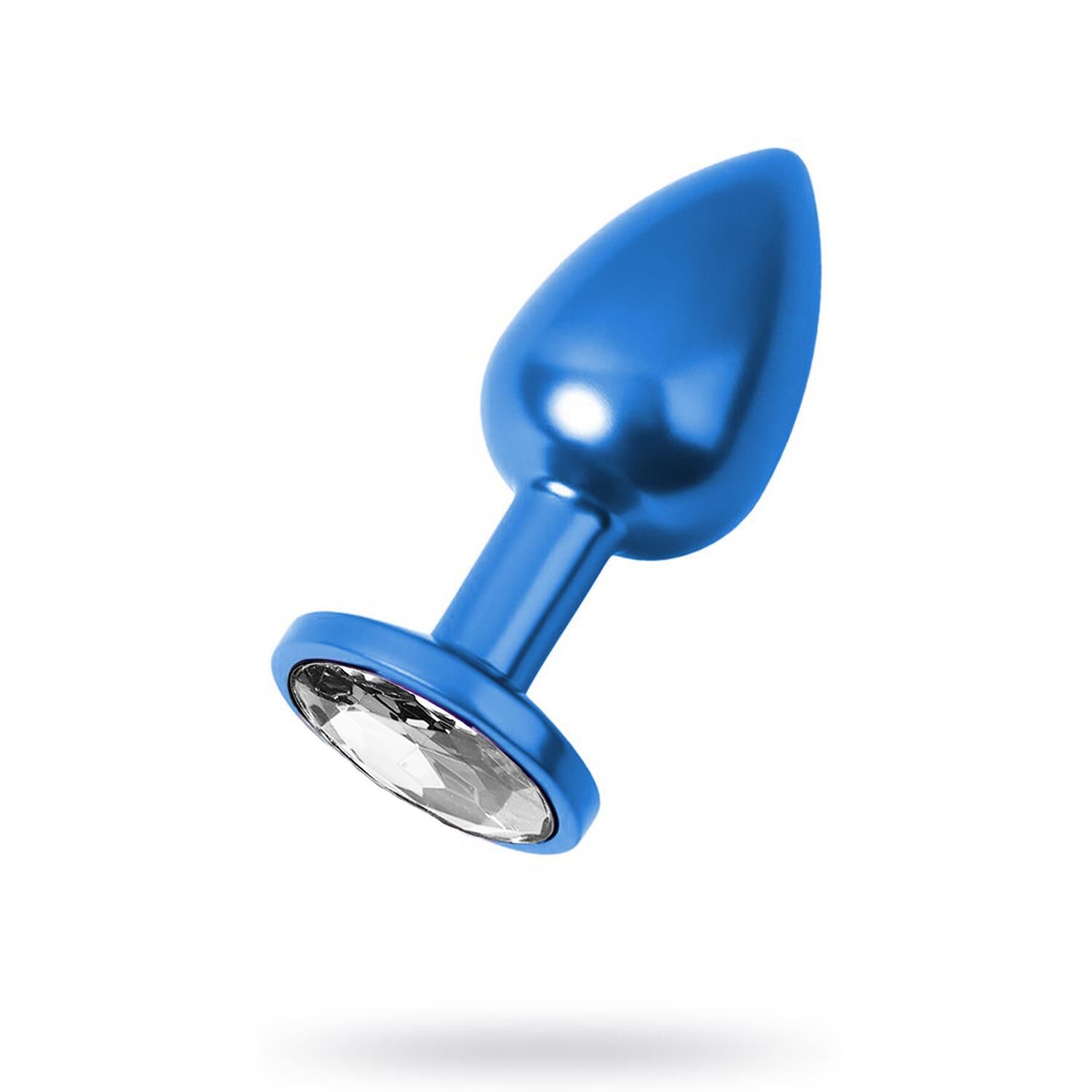 Metal Clear Taşlı Mavi Anal Plug Orta Boy