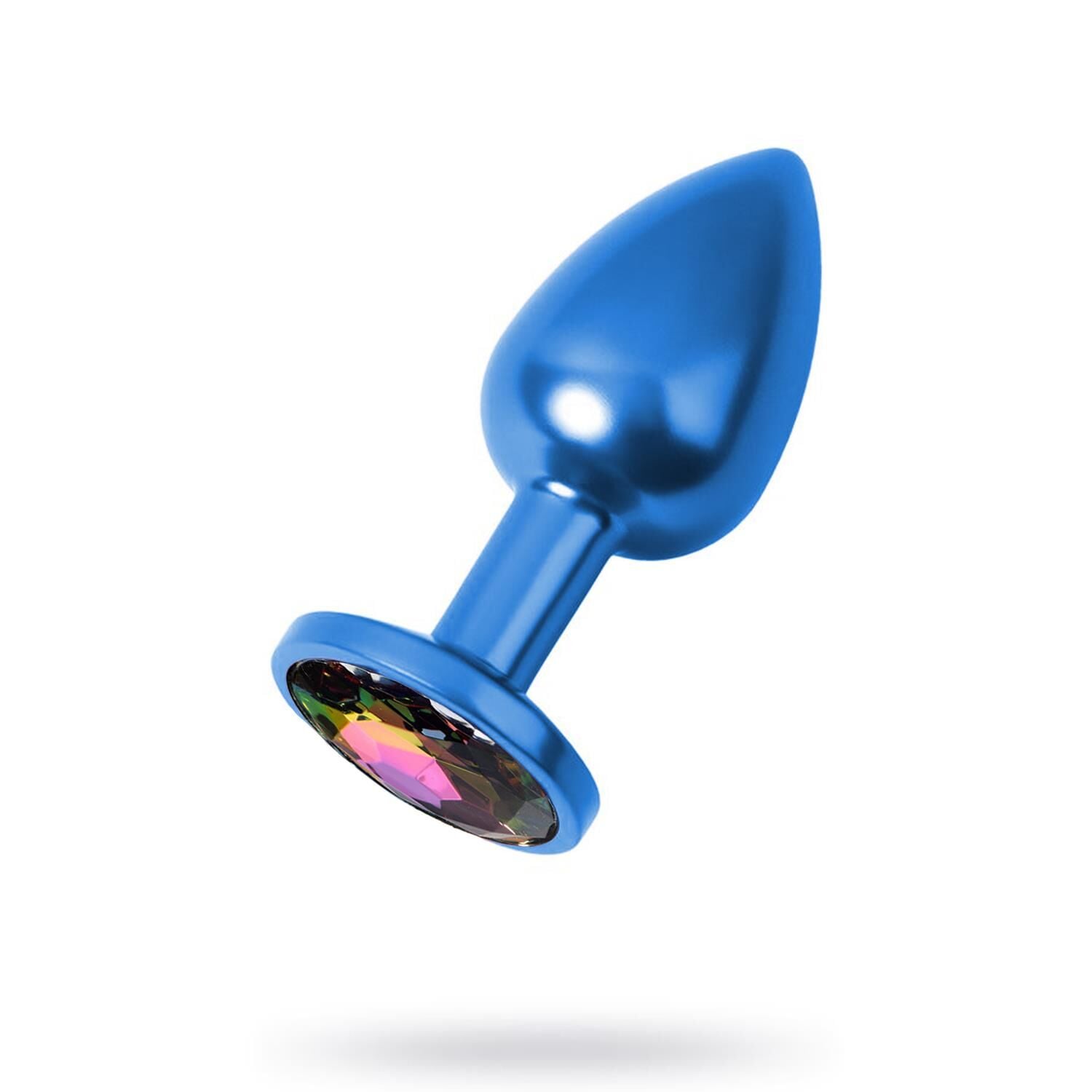 Metal Rainbow Taşlı Mavi Anal Plug Orta Boy
