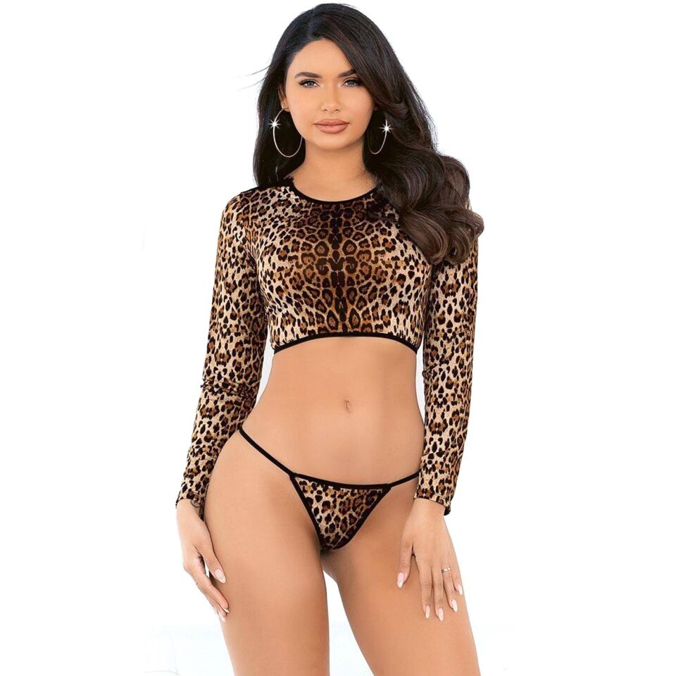 Leopar Desenli Fantezi Gecelik