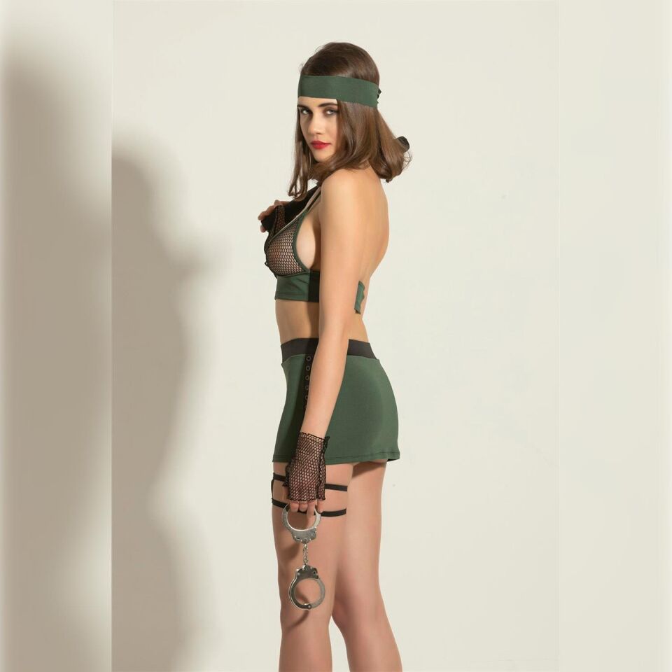 Fantezi File Sütyen Etek Takım Yeşil