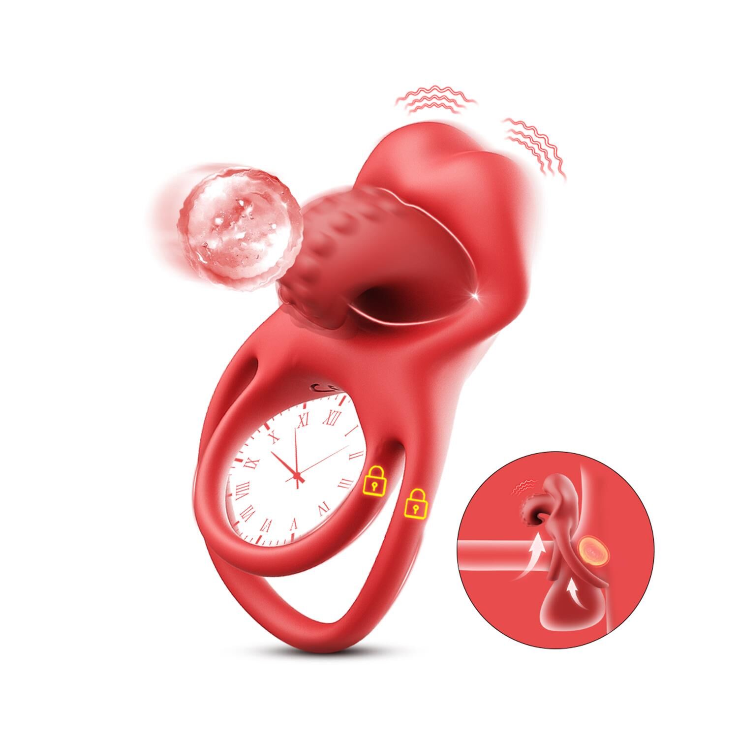 Dil Tasarımlı Titreşimli Penis ve Testis Halkası
