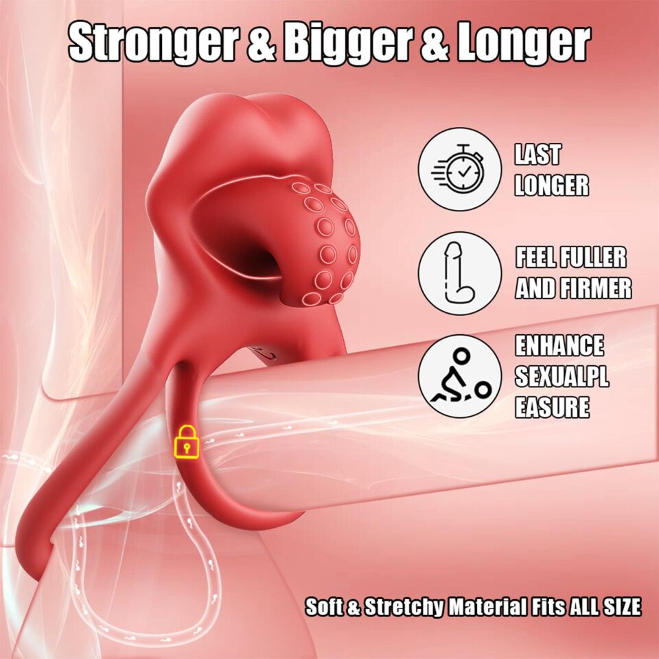 Dil Tasarımlı Titreşimli Penis ve Testis Halkası