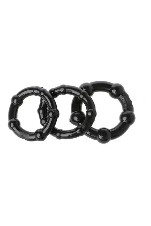 Silikon Boğumlu Penis Halkası Siyah 3’lü