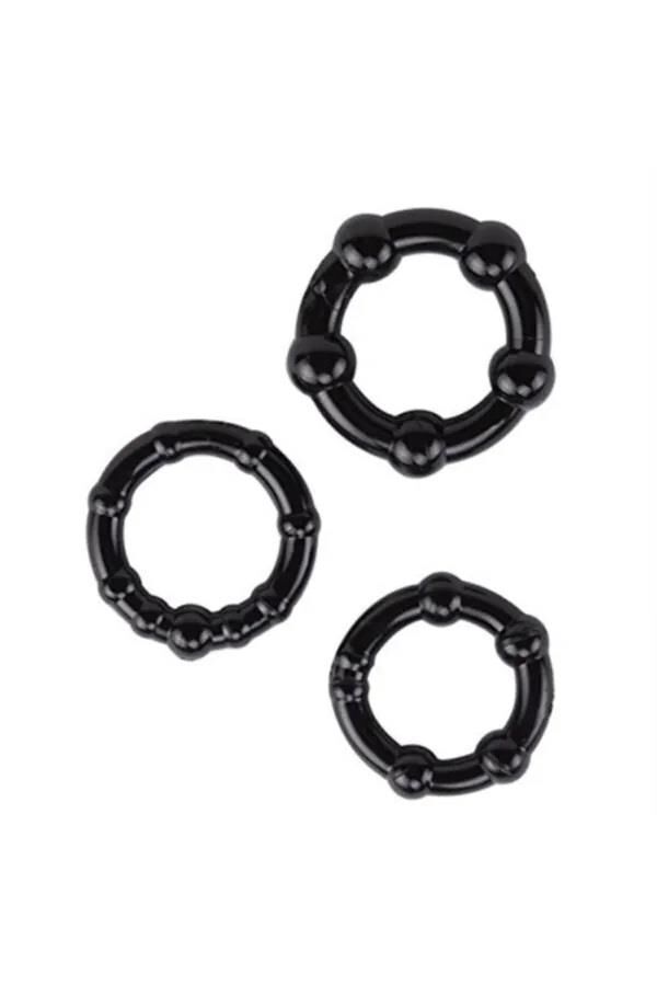 Silikon Boğumlu Penis Halkası Siyah 3’lü