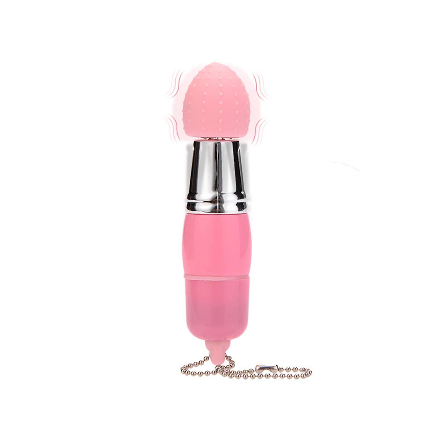 Mini Anahtarlık Vibratör – 3 Başlıklı Kompakt Masaj Cihazı Pembe