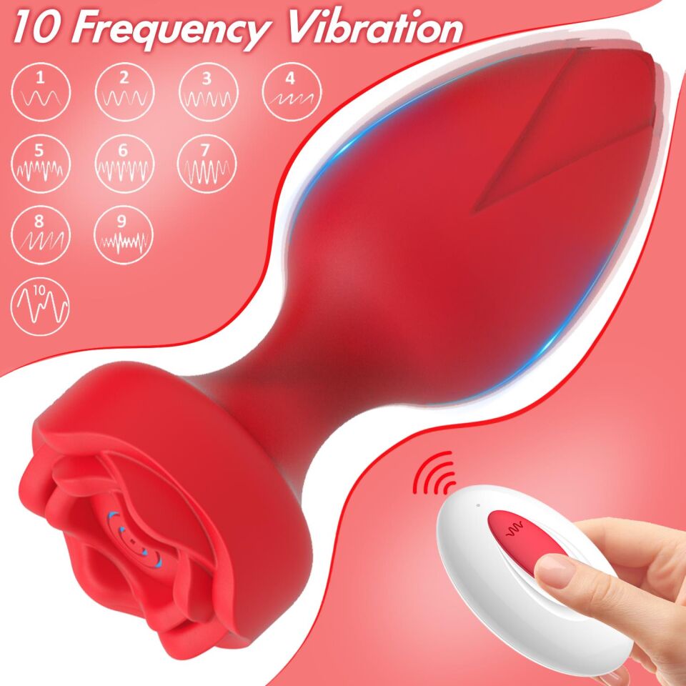 Uzaktan Kumandalı Gül Şekilli Anal Vibrator Kırmızı